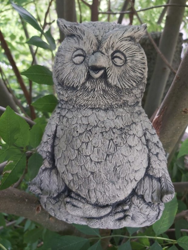 Steinfigur Gartenfigur Yoga Eule 23cmx15cm