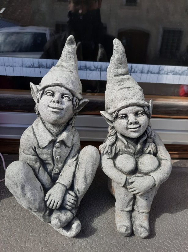 Steinfigur Gartenfiguren Elfenpaar 30cm