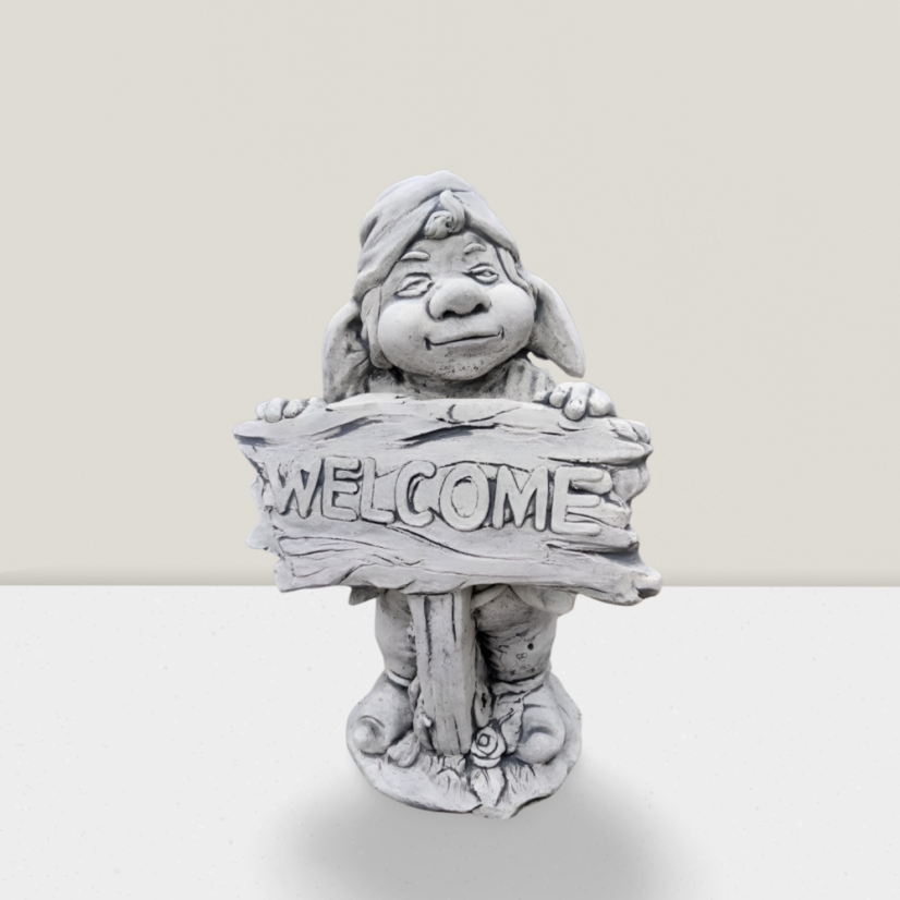 Steinfigur Gartenfigur Gnom Rollo 47x21cm