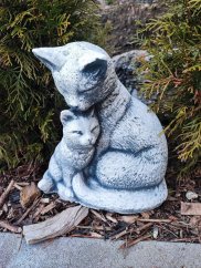 Steinfigur Gartenfigur Katzenfamilie 26x22 850