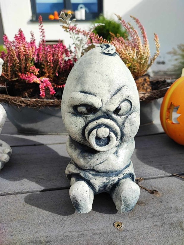 Steinfigur Gartenfigur Ei Baby Grummel 20cm