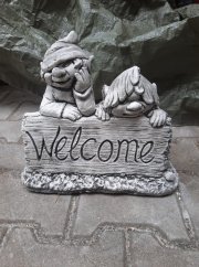 Steinfigur Gartenfigur Welcome Duo 30x30cm 1125kč