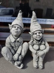 Steinfigur Gartenfiguren Elfenpaar 30cm