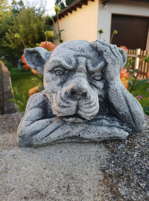 Steinfigur Gartenfigur Gargoyle denkend 16x13 525