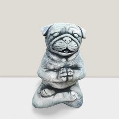 Steinfigur Gartenfigur Yoga Mops 24x13cm
