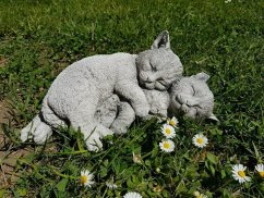Steinfigur Gartenfigur Katzen kuschelnd 27x13x13 650
