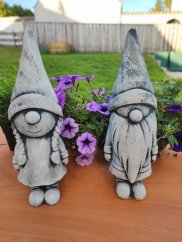 Steinfigur Gartenfigur Wichtelpaar Edith und Erwin 30x10cm