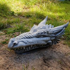 Steinfigur Gartenfigur Drachenkopf