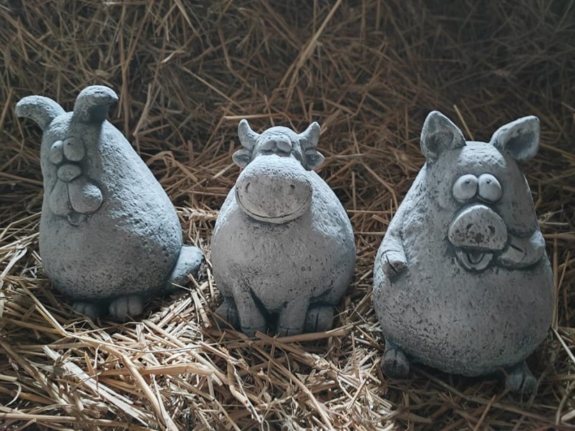 Steinfigur Gartenfigur Bauernhof Set 20x15 1550