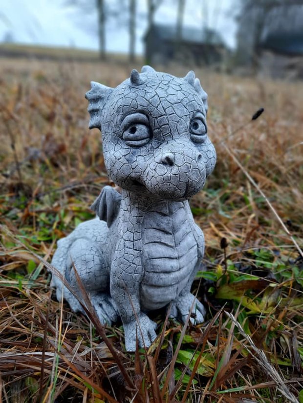 Steinfigur Gartenfigur Drache Fielu