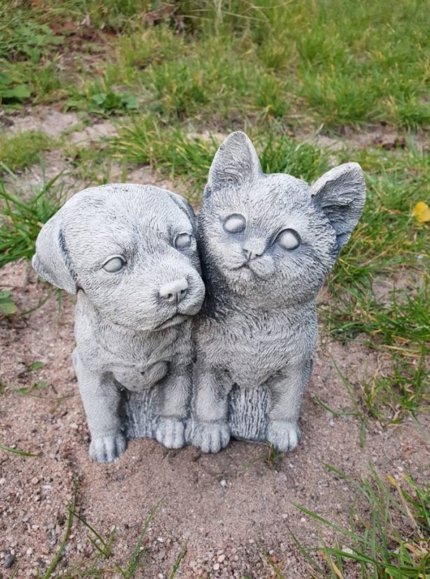 Steinfigur Gartenfigur Hund Katz 19x16x11 530