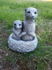 Steinfigur Gartenfigur Erdmaennchen Familie 23x20x14 750