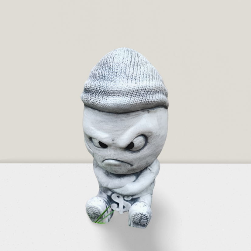 Steinfigur Gartenfigur Ei Gangster 20cm