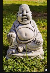 Steinfigur Gartenfigur happy Buddha