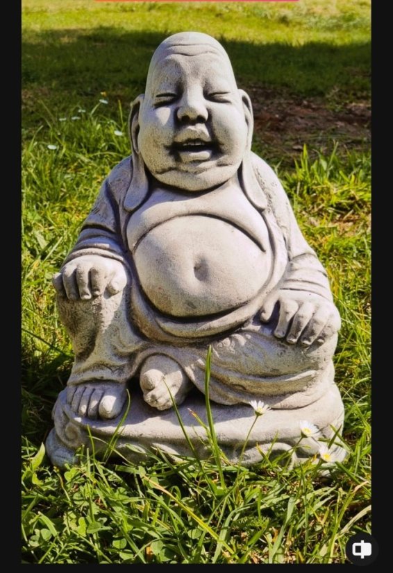 Steinfigur Gartenfigur happy Buddha