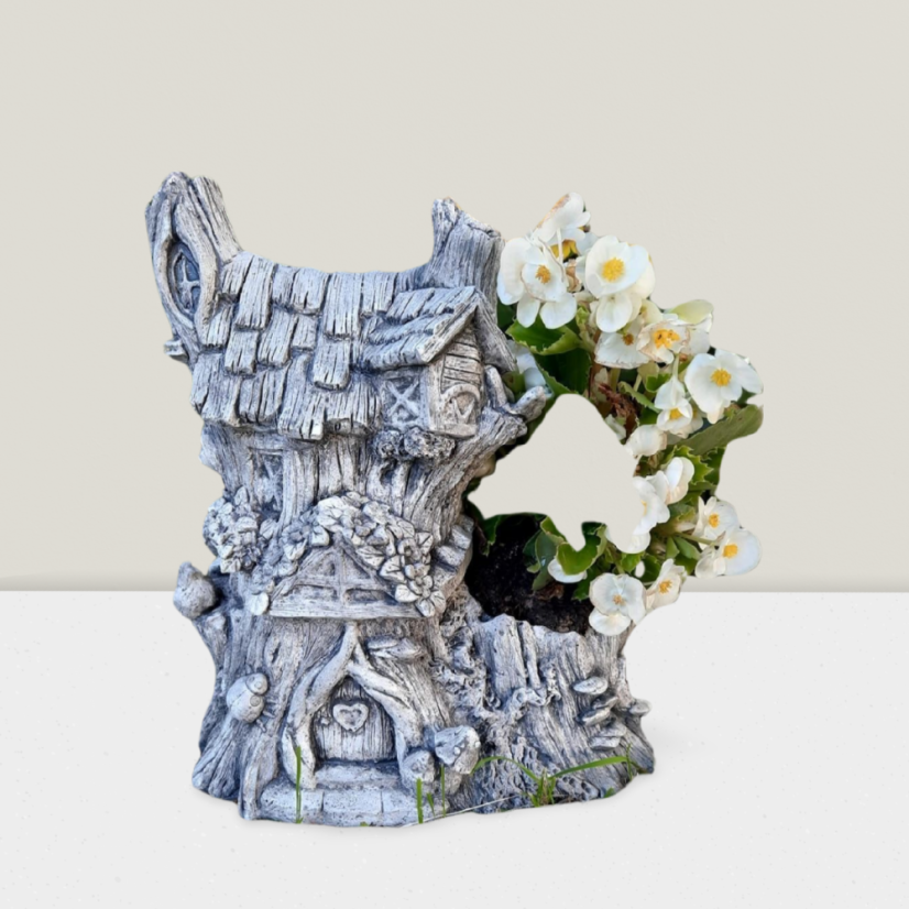 Steinfigur Gartenfigur Feenhaus Baumkrone 30x25 925