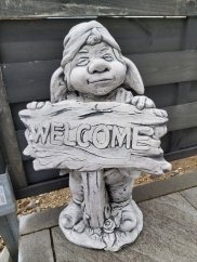 Steinfigur Gartenfigur Gnom Rollo 47x21cm