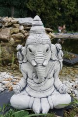 Steinfigur Gartenfigur Buddha Ganesha groß (1)